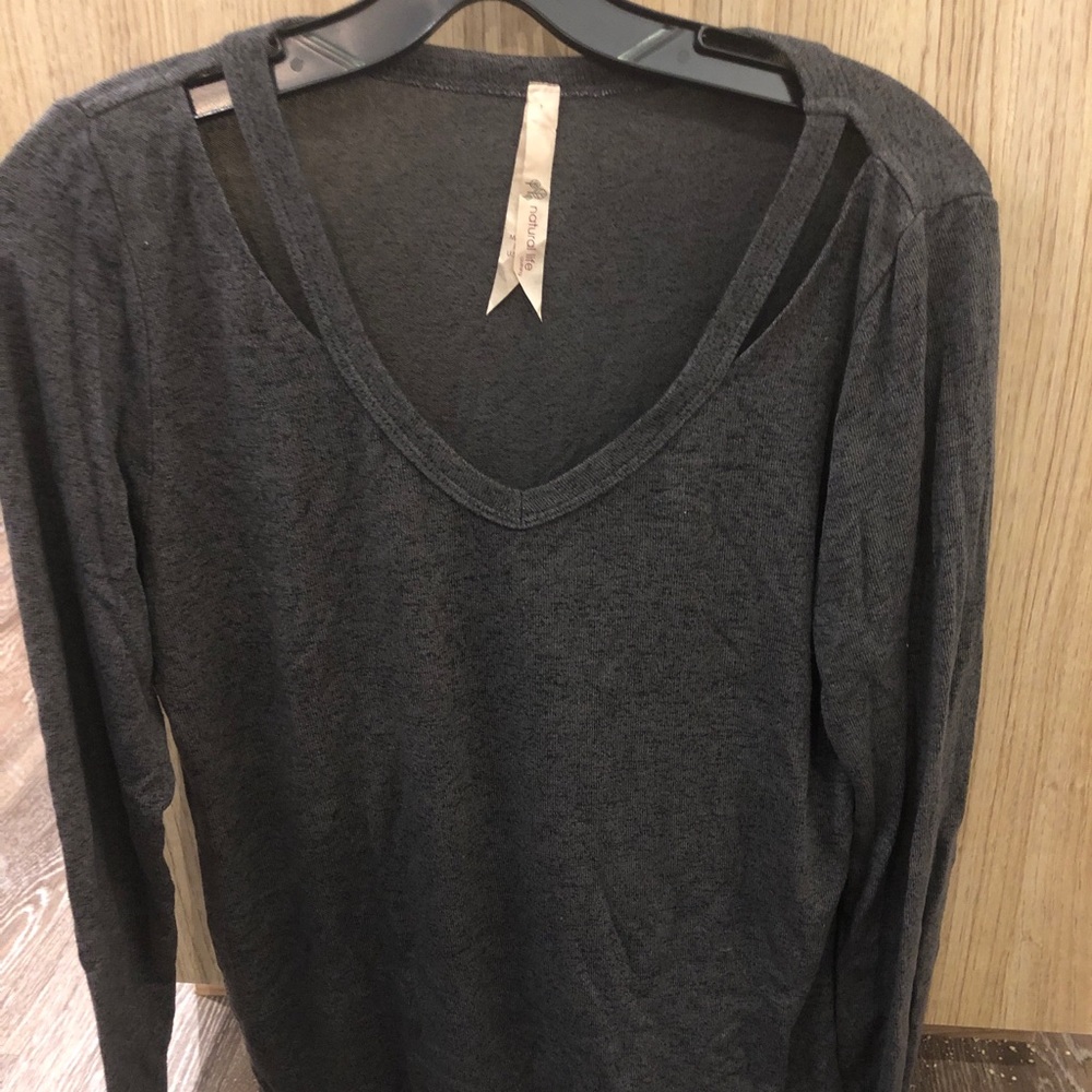 Grey long sleeve top with cute cut outs!
